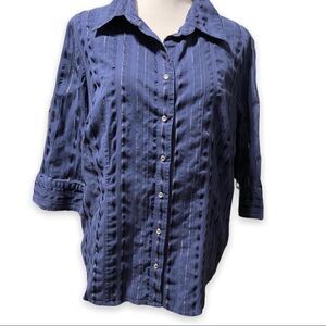 Gitano Navy Blue 3/4 Sleeve Snap Top Women's Plus Size 18/20W
